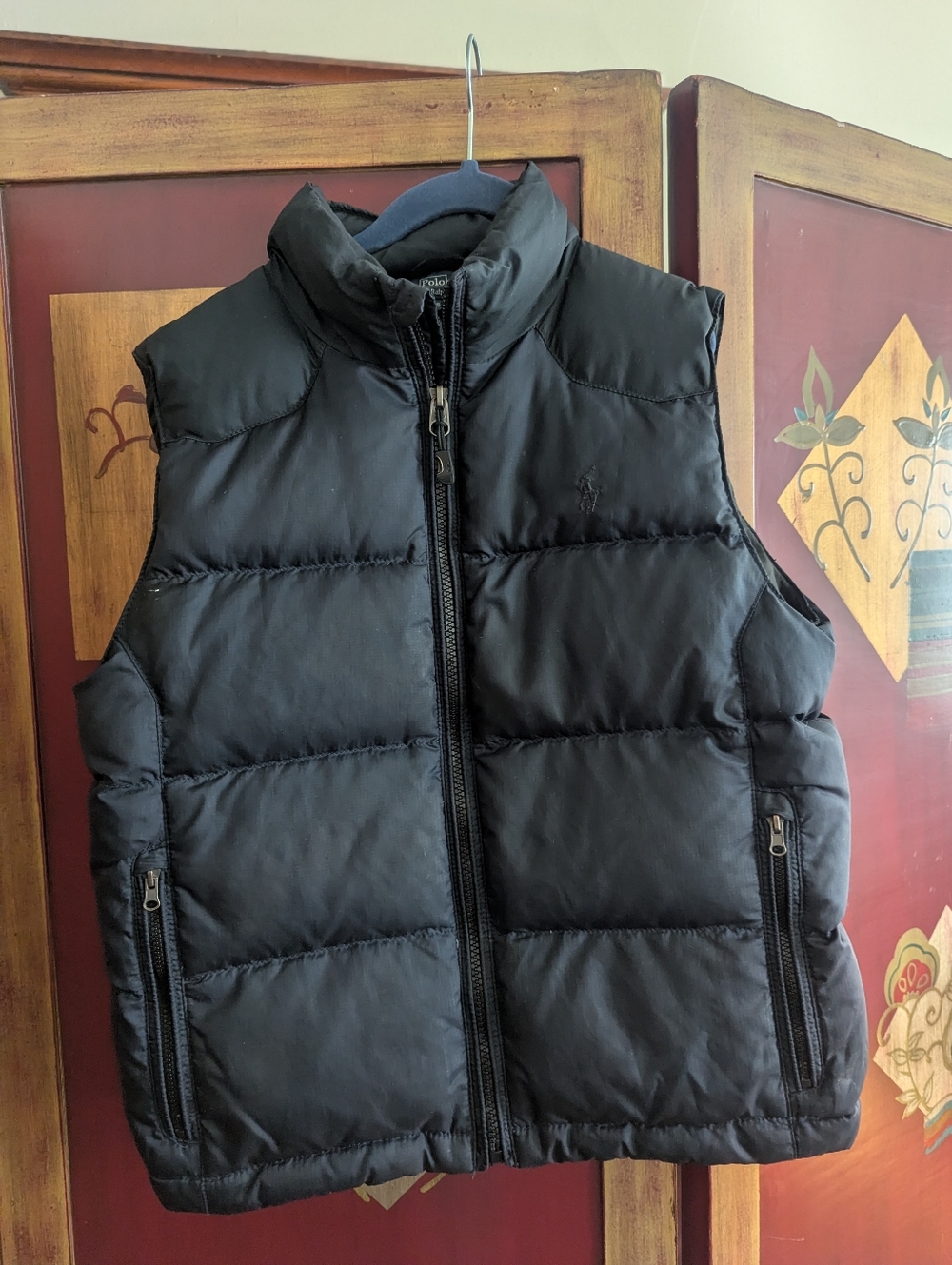 Polo Ralph Lauren Down Puffer Vest Winter Boys Sz S 8 Black Preppy Horse